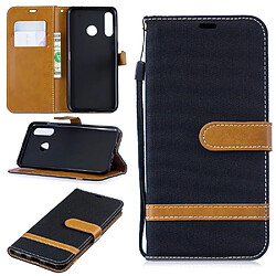 Etui en PU tissu jeans de couleur assortie noir pour votre Huawei P30 Lite 