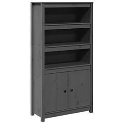 vidaXL Buffet haut Gris 80x35x154 cm Bois massif de pin