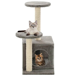 Helloshop26 Arbre à chat griffoir grattoir niche jouet animaux peluché en sisal 60 cm gris 3702218