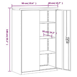 vidaXL Armoire de bureau 90x40x140 cm Acier Gris pas cher