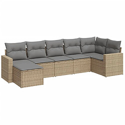 vidaXL Salon de jardin avec coussins 7 pcs beige résine tressée