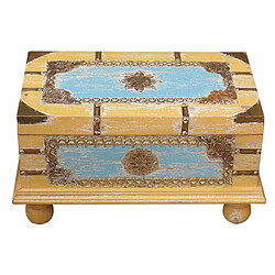 Coffre Alexandra House Living Jaune Bleu Bois de manguier 28 x 27 x 50 cm Style artisanal 