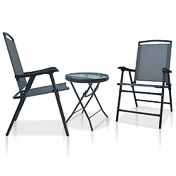 Maison Chic Table de bistro et chaises d'extérieur 3 pcs,Ensemble de bistro de jardin pour relax Gris Acier -GKD196788