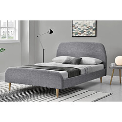 Concept Usine Cadre de lit scandinave en tissu gris clair avec pieds en bois 140x190 cm SANDVIK