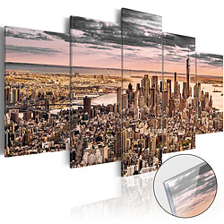 Decoshop26 Tableaux en verre acrylique décoration murale motif New York ciel du matin 5 panneaux 100x50 cm TVA110144 