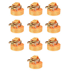 vidaXL Sangle d’arrimage à cliquet 10 pcs 1 tonne 6 m x 38 mm Orange