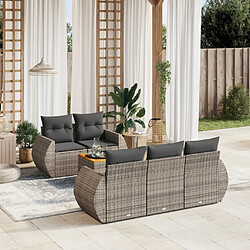 Maison Chic Ensemble Tables et chaises d'extérieur 6pcs avec coussins,Salon de jardin gris résine tressée -GKD297114