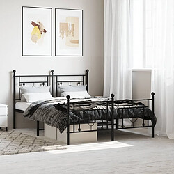 Maison Chic Cadre/structure de lit métal et tête de lit + pied de lit pour adulte - Lit Moderne Chambre noir 140x190 cm -MN62606