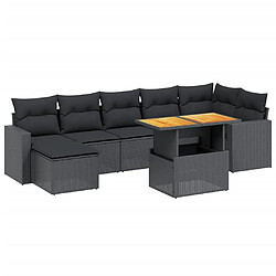 vidaXL Salon de jardin 8 pcs avec coussins noir résine tressée