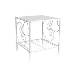 Vente-Unique Lot de 2 tables de chevet romantique - 1 tablette - Métal - Blanc - VIVIAN