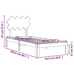 vidaXL Cadre de lit sans matelas 90x200 cm bois de pin massif pas cher