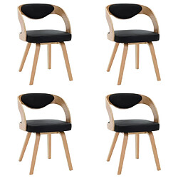 Maison Chic Lot de 4 Chaises à manger,Chaise pour cuisine noir bois courbé et similicuir -MN67416