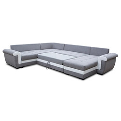 Bestmobilier Henry - canapé panoramique d'angle réversible - 7 places - convertible avec coffre - en tissu et PU