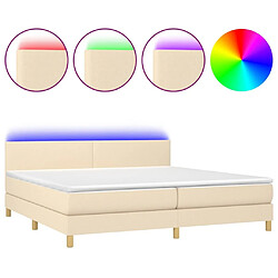 Maison Chic Lit adulte- Lit + matelas,Sommier à lattes de lit et matelas et LED Crème 200x200cm Tissu -GKD55001