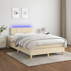 Sommier à lattes LED,Cadre à lattes de lit avec matelas pour Adulte Crème 120x200 cm Tissu -MN49980