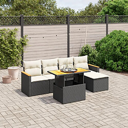 vidaXL Salon de jardin 6 pcs avec coussins noir résine tressée 