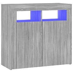 Maison Chic Buffet commode,console avec lumières LED pour rangement sonoma gris 80x35x75 cm -MN92114