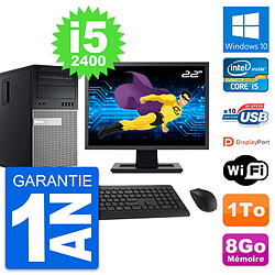 PC Tour Dell 990 Ecran 22" Intel i5-2400 RAM 8Go Disque Dur 1To Windows 10 Wifi · Occasion 