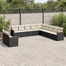 Maison Chic Salon de jardin 11 pcs avec coussins, Ensemble Tables et chaises d'extérieur noir résine tressée -GKD842663