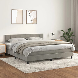 vidaXL Sommier à lattes de lit et matelas Gris clair 160x200cm Velours