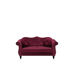 Beliani Canapé Chesterfield 2 places en velours rouge SKIEN