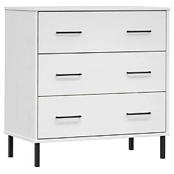 Maison Chic Buffet commode,console avec 3 tiroirs pour rangement Blanc 77x40x79,5 cm Bois massif OSLO -MN20207