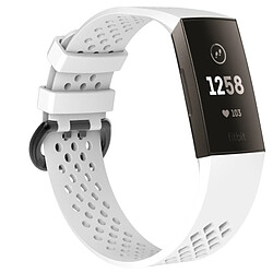 Wewoo Bracelet pour montre connectée Dragonne ajustable avec trou carré FITBIT Charge 3 Blanc 