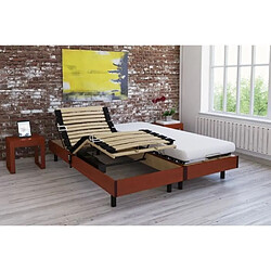 Ensemble Relaxation Matelas + Sommiers Electriques Decor Cerisier 2x80x200 - Mousse - 14 Cm - Ferme - Talca