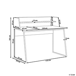 Beliani Bureau avec étagère 120 x 59 cm bois clair et noir GORUS