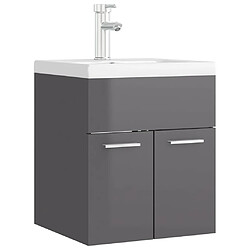 vidaXL Armoire d'évier lavabo intégré gris brillant bois d'ingénierie