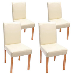 Decoshop26 Lot de 4 chaises de salle à manger cuisine en cuir crème pieds en bois clair design moderne 04_0001766 