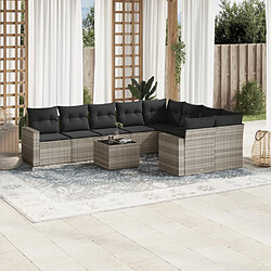 vidaXL Salon de jardin avec coussins 10 pcs gris clair résine tressée 