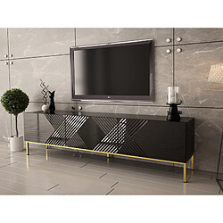 Bestmobilier Celeste - meuble TV - 190 cm - style contemporain Celeste - meuble TV - 190 cm - style contemporain - Noir / Doré