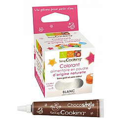 Scrapcooking Colorant alimentaire naturel en poudre Blanc + Stylo chocolat