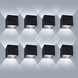 Stoex 8pcs Applique murale 12W Led chambre Moderne Interieur, Up and Down Design Réglable Lampe, Aluminium luminaires applique murale led Noir pour Chambre Maison Couloir Salon (Blan 8pcs Applique murale 12W Led chambre Moderne Interieur, Up and Down Design Réglable Lampe, Aluminium luminaires applique murale led Noir pour Chambre Maison Couloir Salon (Blanc froid )