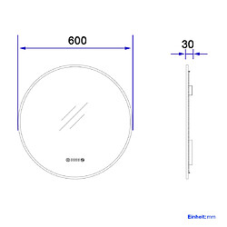 EMKE Miroir lumineux salle de bain rond diamètre 60cm Cadre Doré, Miroir LED avec Interrupteur Tactile, Anti-buée, Horloge et Temperature, Lumière Neutre pas cher