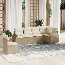 vidaXL Salon de jardin avec coussins 6 pcs beige résine tressée 