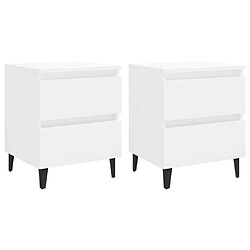 vidaXL Tables de chevet 2 pcs blanc brillant bois d'ingénierie