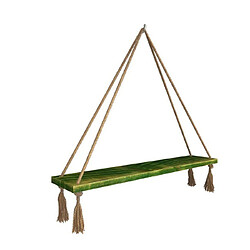 HOMEMANIA Étagère Halatli - Étagère, support - suspendu, décoratif, porte-objets - pour mur, salon, chambre, chambre d'enfants - Vert, Ecru en Bois, Jute, 50 x 15 x 25 cm