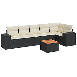 Maison Chic Ensemble Tables et chaises d'extérieur 7pcs avec coussins,Salon de jardin noir résine tressée -GKD870799