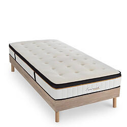 MAISON AUBERTIN Matelas Mémoire + Sommier Bois 90x200cm Ensemble matelas à Mémoire de forme et Sommier en kit bois 90x200