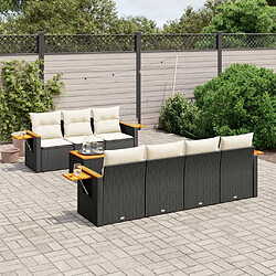 Maison Chic Ensemble Tables et chaises d'extérieur 8 pcs avec coussins,Salon de jardin noir résine tressée -GKD816593