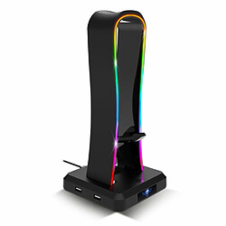 Spirit Of Gamers Support de casque gamer Sentinel RGB avec 4 HUB USB et bungee de gestion de câble