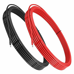 Fil de Silicone 16 AWG Fil Electrique Flexible 5 Mètres [2,5 m Noir & 2,5 m Rouge] Fil de Cuivre Étamé Câble Résistance Haute Température 