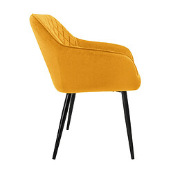 Avis Chaise de salle à manger Lot de 2 avec dossier et accoudoirs Jaune en velours ML-Design