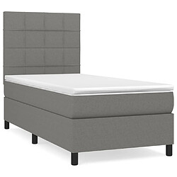 vidaXL Sommier à lattes de lit avec matelas Gris foncé 100x200cm Tissu