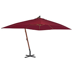 vidaXL Parasol de jardin en porte-à-faux et mât en bois rouge bordeaux 