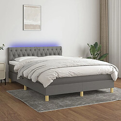 vidaXL Sommier à lattes de lit et matelas et LED Gris foncé 140x190 cm 