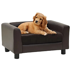 vidaXL Canapé pour chien Marron 60x43x30 cm Peluche et similicuir