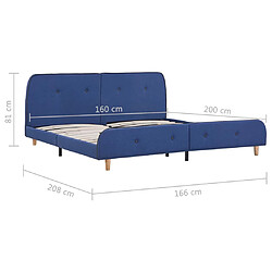 vidaXL Cadre de lit sans matelas bleu tissu 160x200 cm pas cher